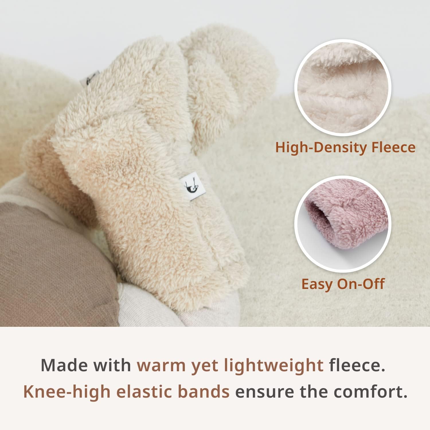 Konny Baby Fluffy Cozy Fleece Winter Booties for Infant (Beige) - Image 4